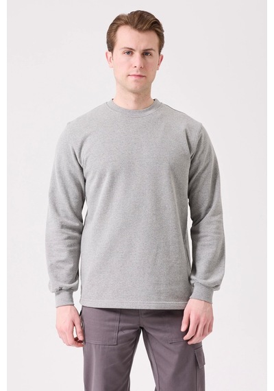 Herba Basic Sweatshirt - Uzun Kollu, Rahat Kesim, Pamuklu, Günlük Ve İş Kullanımı Gri Melanj