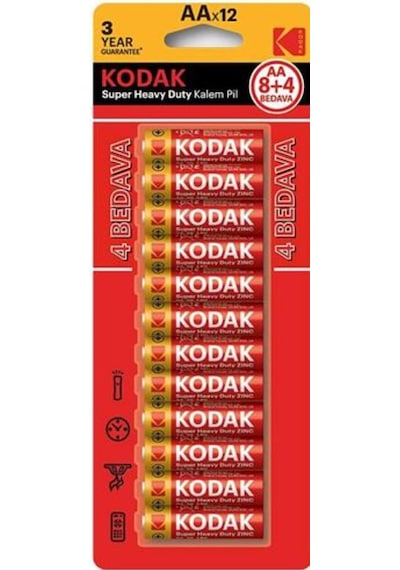 Kodak Super Heavy Duty AA Kalem Pil 12'li