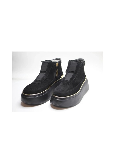 Kadın Hakiki Deri Günlük Sneaker Bot Siyah