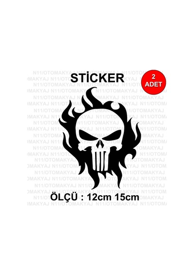 Ateş Kuru Kafa - Araba Kask Motosiklet Laptop Taplet Sticker