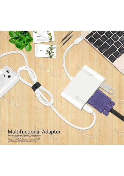 Usb 3.1 Type C To Vga Usb 3.0 4961A Çevirici Dönüştürücü Adaptor