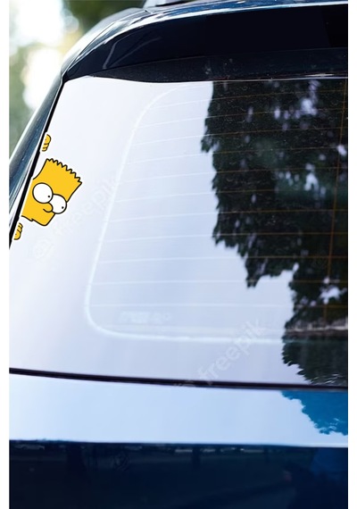 12x5,5 Cm Bart Simpson Sticker Araba Laptop Oto Motor Sticker