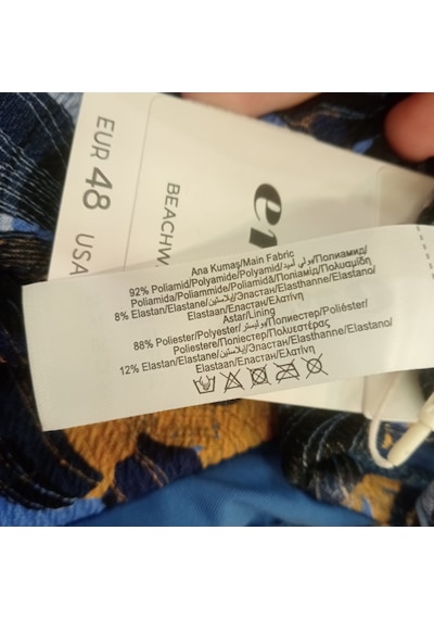 Büyük Beden Çiçekli Tek Parça Mayo Saks Mavisi