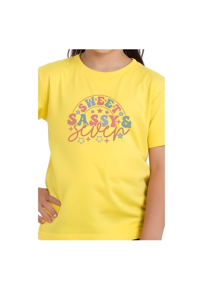 Fyk Kids Kız Çocuk Sweat Sassy Baskılı Tişört Sarı