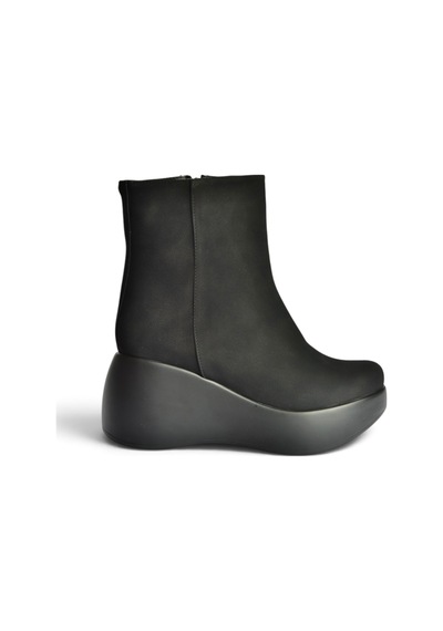 Fox Shoes Z946051901 Siyah Nubuk Dolgu Tabanlı Kadın Bot