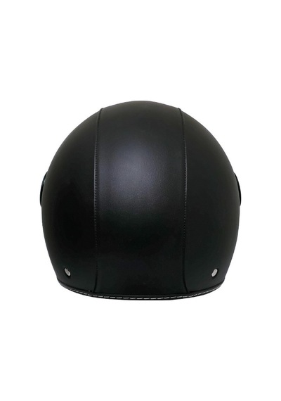 Fx101 Leather Motosiklet Kaskı Deri Yarım Açık Motorcu Kask Siyah