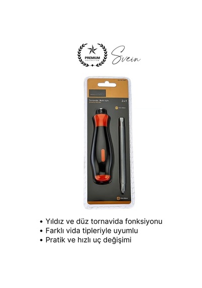 Tornavida 2 İn 1 Çift Taraflı Yıldız Düz Tornavida Kompakt 2 Fonksiyonlu Ev Ve Tamir İşleri İçin