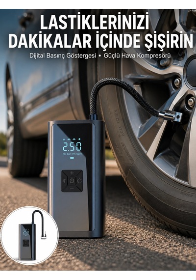 Mey İthalat 12v Uyumlu Çok İşlevli Akıllı Araç Lastik Pompası Yeni Nesil