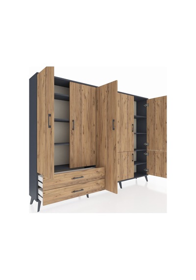 Arges Dolap 12 Raflı 2 Çekmeceli 7 Kapaklı 220x30x163 Antrasit-çam Atlas Çam - Antrasit Arges Dolap 12 Raflı 2 Çekmeceli 7 Kapaklı 220x30x163 Antrasit-çam Atlas Çam - Antrasit