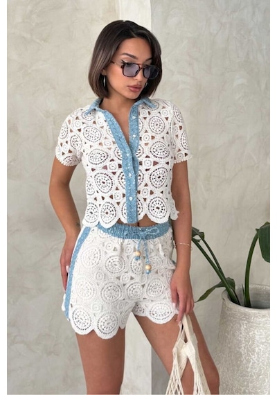 Verymoda Kot Detaylı Dantel Gömlek D2795 Ham