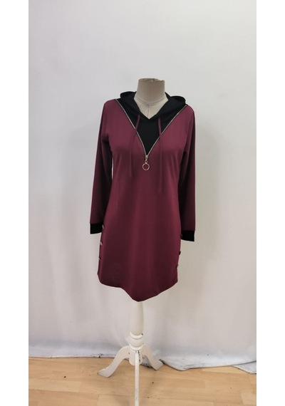 Moderie Butik Kadın Uzun Kollu Kapşonlu Önden Fermuarlı Düğmeli Mini Iki Iplik Elbise Bordo Moderie Butik Kadın Uzun Kollu Kapşonlu Önden Fermuarlı Düğmeli Mini Iki Iplik Elbise Bordo