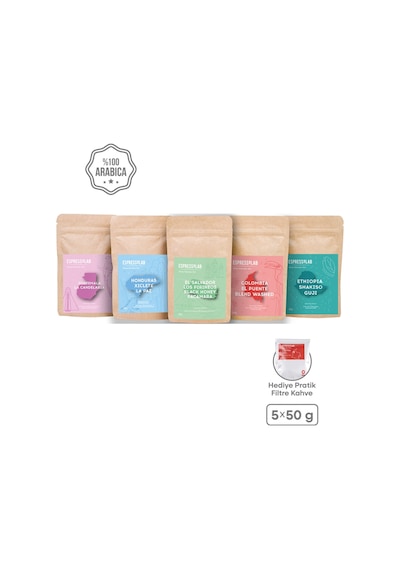 Dünya Kahveleri Deneme Seti Çekirdek Kahve – 5 Farklı Tür, 250 gr Premium Kahve Paketi