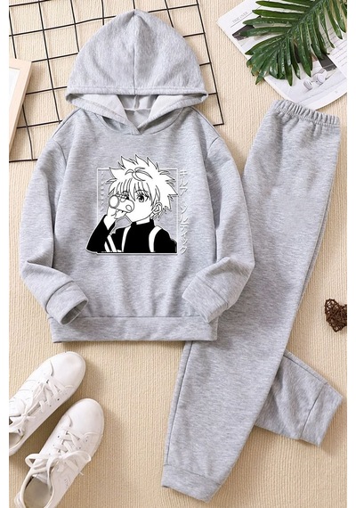 Uyguntarz Çocuk Killua Zoldyck Eşofman Takımı Gri