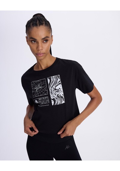 Kappa Authentic Asty Kadın Siyah Comfort Tişört