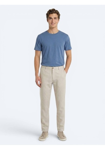 Kip Taş Düz Dokuma Jogging Fit Casual %100 Keten Pantolon