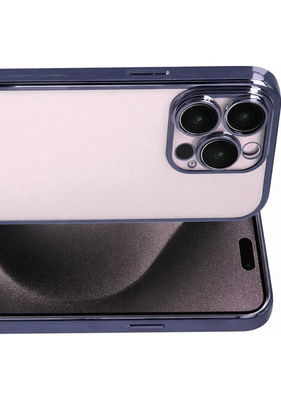 Newface Apple Uyumlu iPhone 15 Pro Max Razer Lensli Silikon Semeglbl - 38 - Lacivert