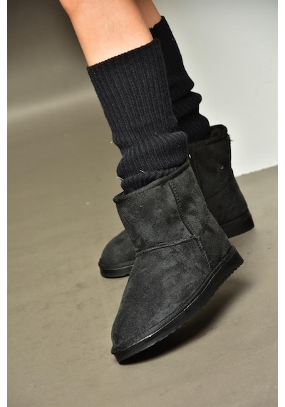 Fox Shoes R612026502 Siyah Süet İçi Tüylü Kadın Bot Siyah
