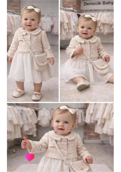 Veraura Lifestyle 1-2-3 Yaş Bolero Ceketli Çantalı Elbise SOMON