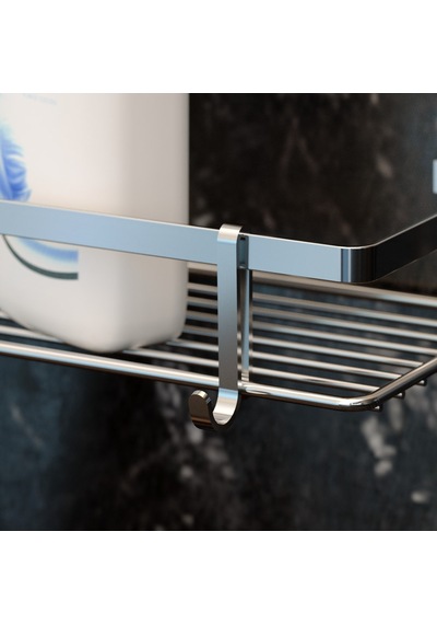 Teknotel Dort Katlı Lamalı Banyo Rafı Kancalı Krom Es060H Çok Renkli