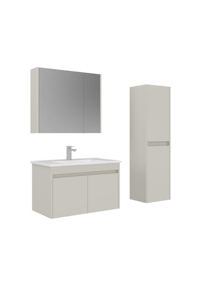 Orka Arno 85 Cm Parlak Kaşmir Kapaklı Banyo Dolabı Takımı Ve Boy Dolabı Kaşmir