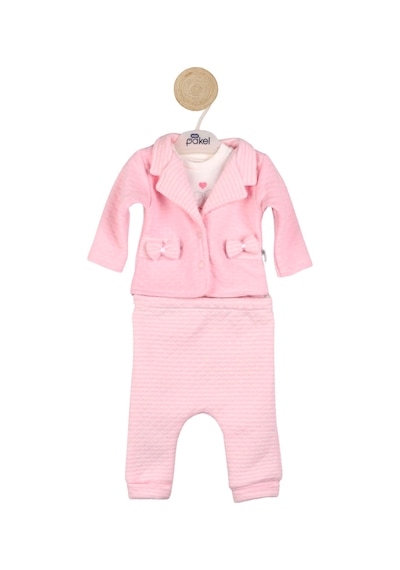 Crassi Kız Bebek Takım Fiyonklu 3 Lü Takım Açık Pembe