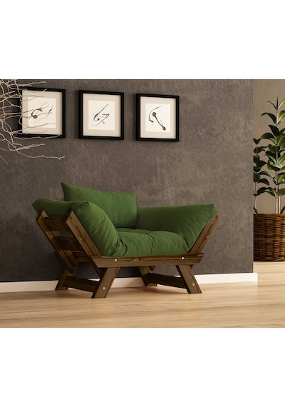 Woodesk Adalar Masif Ceviz-yeşil Renk Berjer Cpt8140-140 Yeşil