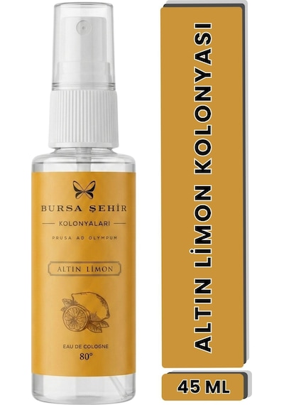 Bursa Şehir Kolonyaları, Altın Limon Kolonyası, 45 Ml, Sprey, Cep Boy, 80