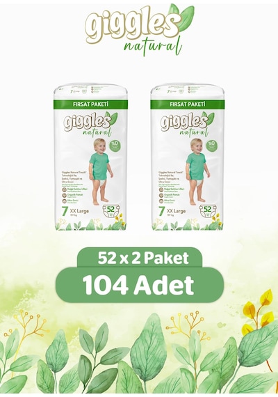 Giggles Natural Jumbo 7 Numara Pamuklu Bebek Bezi 104 Adet