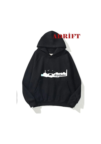 Tarzsokak Unisex Diyarbakır Sweatshirt Hoodie Kapşonlu Siyah