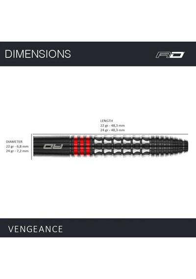 Red Dragon Vengeance % 90 Tungsten Çelik Uçlu Dart Oku