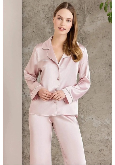 Pierre Cardin Kadın Saten Boydan Düğme Pijama Takımı 1200 001