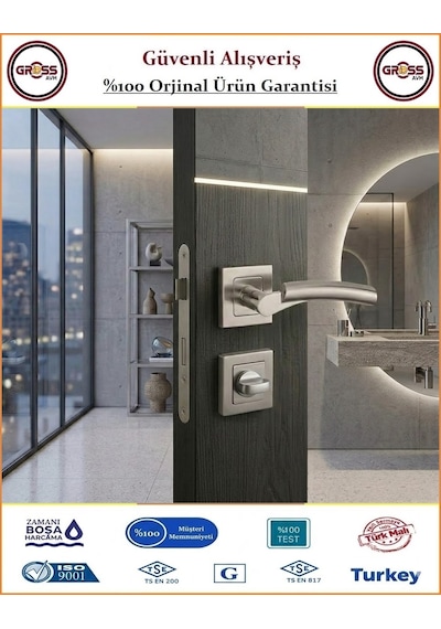 Sofuoğlu Batum Rozetli Kapı Kolu - Nikel Saten - Wc Banyo