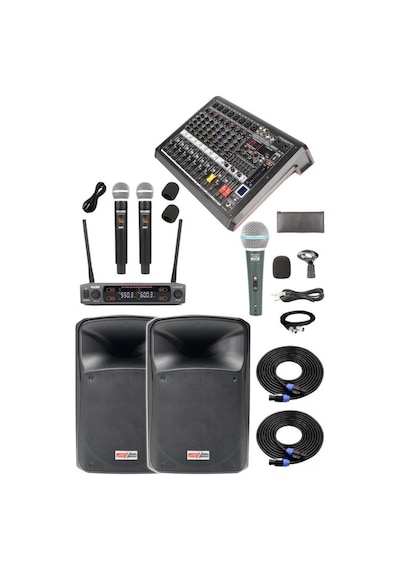 Midex Extreme Paket-1 Mixer Hoparlör Mikrofon Full Ses Sistemi Seti