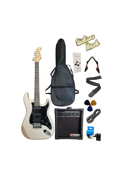 Gri Elektro Gitar Full Set-e.gitar-stand-amfi-kablo-kılıf-tuner-askı-pena Nordic Grey