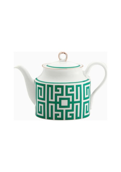 Ginori 1735 Labirinto Çaydanlık Porselen 900ml El Yapımı Platin Kaplama 15.4cm Yükseklik Çaydanlıklar 20 Çok Renkli