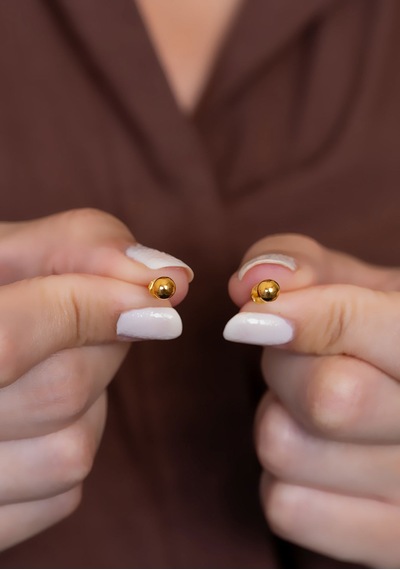 14 Ayar Altın Top Küpe 4 Mm Sarı Altın
