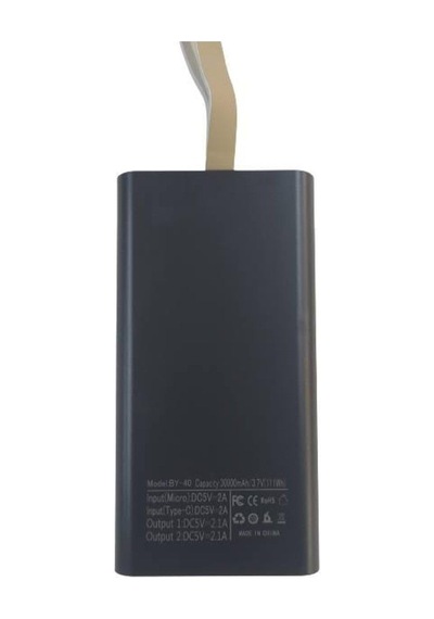 30000 Mah Powerbank Ios Android Uyum Led Işıklı Type C Mikro Usb Çıkışlı Siyah