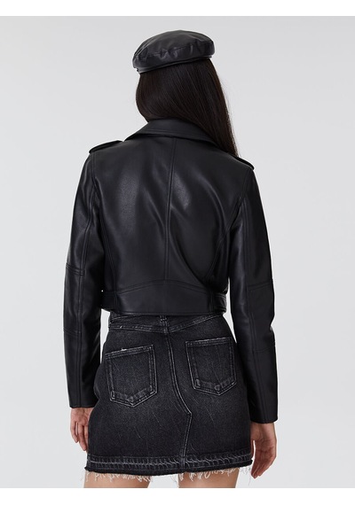 Regular Fit Kadın Mont Pu Siyah