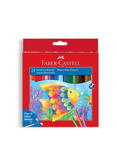 Faber-castell Karton Kutu Sulu Kalemi, 24 Renk, Suda Çözünebilir, Fırça Ve Kalem Hediyeli, Yaratıcılığı Destekleyen Kalemi Sku: Zeus8690010334732