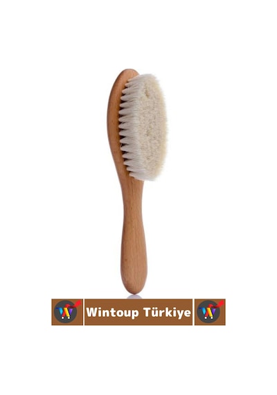 Bebek Hassas Cilt İçin Banyo Saç Bakım Tarak Fırça Organik Keçi Kılı Ahşap Saplı Bebek Banyo Tarağı