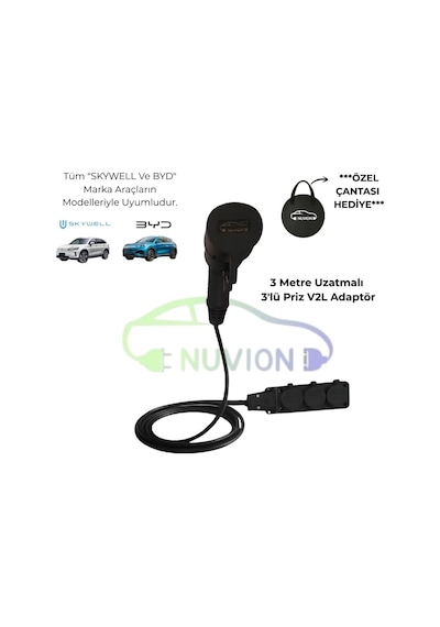 V2l - Byd/skywell Uyumlu 3'lü V2l Elektrikli Araç Şarj Kablosu - Enerjini Elektrikli Aracından Al Genel