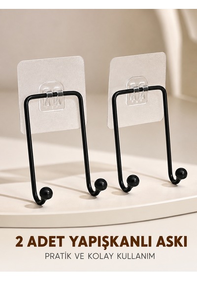 İkili Duvar Tipi Yapışkanlı Askılık Pratik Ev Düzenleme Askısı Diğer