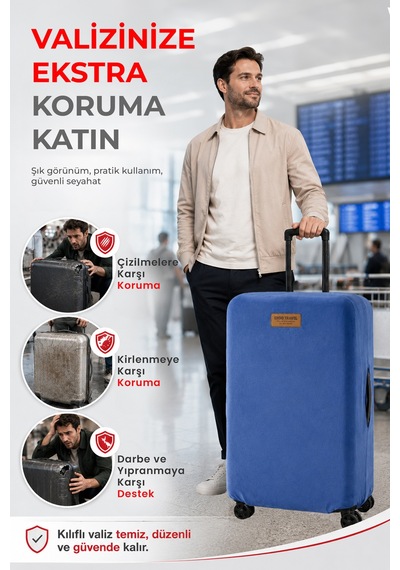 Viscofoam Valiz Bavul Koruma Kılıfı Kadife Kılıf - Lacivert | Ergo Travel