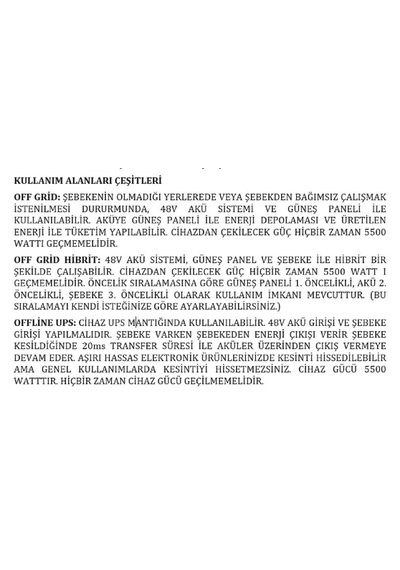 5.5kva 5.5kw 5500 Watt Tam Sinüs Akıllı H.v. 110a Mppt İnverter 48vdc-220vac 5500 W İnvertör