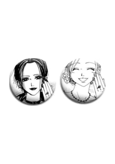Nana X Hachi 2 Adet 44mm Buton Rozet - Anime Rozet Açık Kahverengi