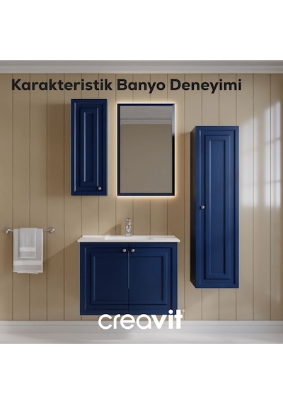 Creavit Kayra Mat Safir Blue Kapaklı Lavabo Dolabı 80cm Mavi Creavit Kayra Mat Safir Blue Kapaklı Lavabo Dolabı 80cm Mavi