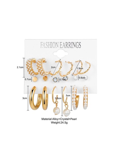So-much Kadın Incili Gold Küpe Seti-6 İnci Gold - 255478412 İnci Gold - 255478412 İnci Gold