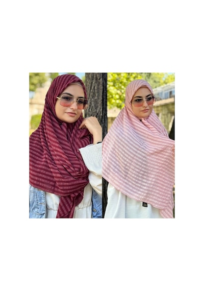 Aldaıyr 2 Adet - Jakarlı Caz Eşarp 120 X120 Pamuk Çok Renklig07-4