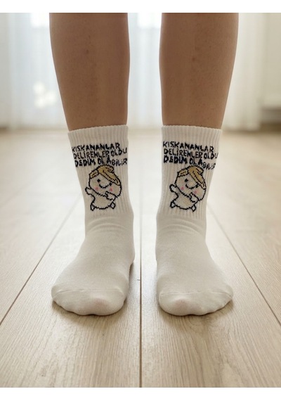 Desieralove Unisex Soket Çorap beyaz