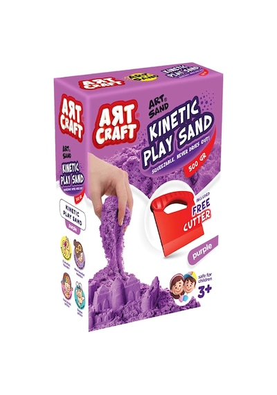 Art Sand Aksesuarlı Mor Oyun Kumu 500 Gr. - Kinetik Kum Seti - Natural Kum - Doğal Kum Çok Renkli